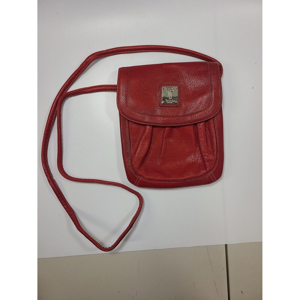 Tignanello Red Leather Crossbody Bag Small Purse Adjustable Strap